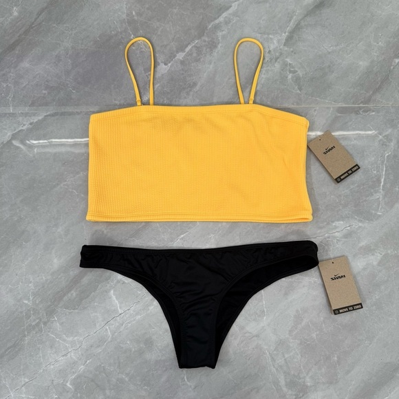 Women’s Nike Swim Ribbed Midkini Bandeau 2 Piece Bikini Swimsuit XL - Picture 1 of 15